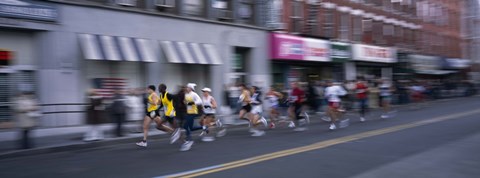 Framed People running in New York City Marathon, Manhattan Avenue, Greenpoint, Brooklyn, New York City, New York State, USA Print