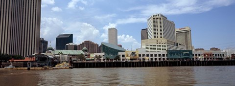 Framed Buildings viewed from the deck of a ferry, New Orleans, Louisiana, USA Print
