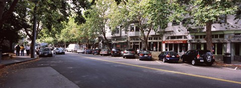 Framed Cars parked at the roadside, College Avenue, Claremont, Oakland, Alameda County, California, USA Print