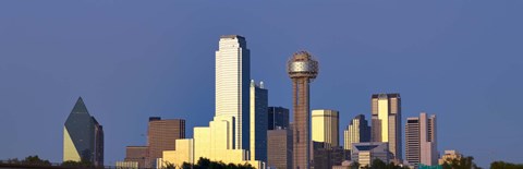 Framed Dallas Skyline with Skyscrapers Print