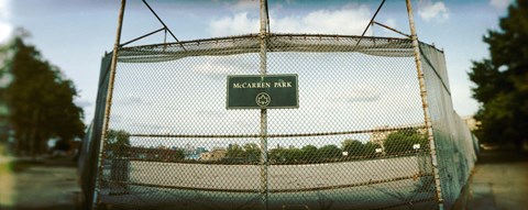 Framed Chainlink fence in a public park, McCarren Park, Greenpoint, Brooklyn, New York City, New York State, USA Print