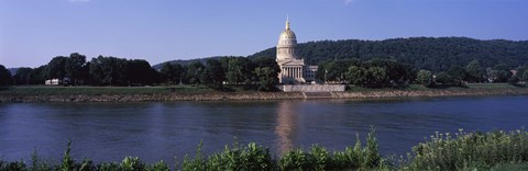 Framed West Virginia State Capitol from the Riverside, Charleston, West Virginia Print