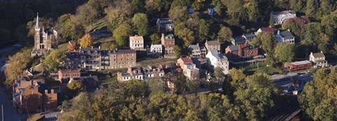 Framed Buildings in a town, Harpers Ferry, Jefferson County, West Virginia, USA Print