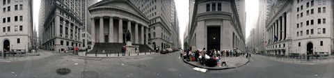 Framed 360 degree view of buildings, Wall Street, Manhattan, New York City, New York State, USA Print