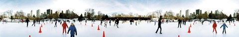 Framed 360 degree view of tourists ice skating, Wollman Rink, Central Park, Manhattan, New York City, New York State, USA Print