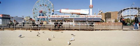 Framed Tourists at an amusement park, Coney Island, Brooklyn, New York City, New York State, USA Print