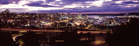 Framed Aerial view of a city, Tacoma, Pierce County, Washington State, USA 2010 Print