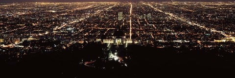 Framed Aerial view of a cityscape, Griffith Park Observatory, Los Angeles, California, USA Print