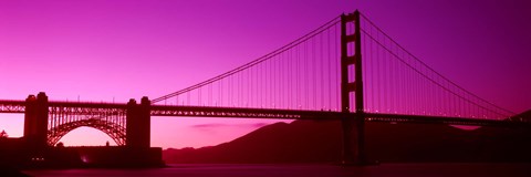 Framed Low angle view of a suspension bridge, Golden Gate Bridge, San Francisco Bay, San Francisco, California, USA Print