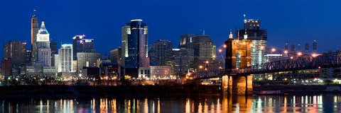 Framed Cincinnati, Ohio at Night Print