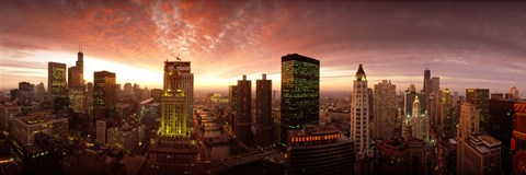 Framed Sunset cityscape Chicago IL USA Print