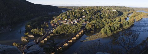 Framed High angle view of a town, Harpers Ferry, Jefferson County, West Virginia, USA Print