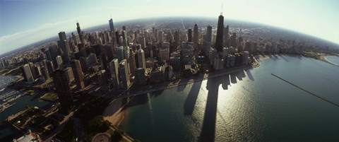 Framed Bird&#39;s eye view of Chicago, Cook County, Illinois, USA 2010 Print