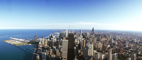 Framed View of Chicago from the air, Cook County, Illinois, USA 2010 Print