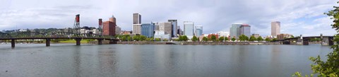 Framed Bridges with city skyline in the background, Hawthorne Bridge, Burnside Bridge, Willamette River, Portland, Oregon, USA 2010 Print