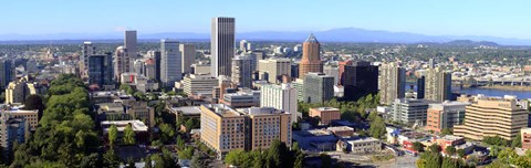 Framed High angle view of a cityscape, Portland, Multnomah County, Oregon Print