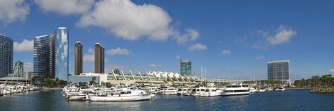 Framed Buildings in a city, San Diego Convention Center, San Diego, Marina District, San Diego County, California, USA Print