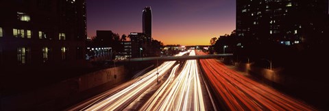 Framed Traffic on the road, City of Los Angeles, California, USA Print