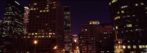 Framed Buildings lit up at night, City of Los Angeles, California Print