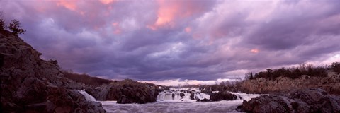 Framed Water falling into a river, Great Falls National Park, Potomac River, Washington DC, Virginia, USA Print