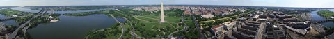 Framed Aerial view of a monument, Tidal Basin, Constitution Avenue, Washington DC, USA Print