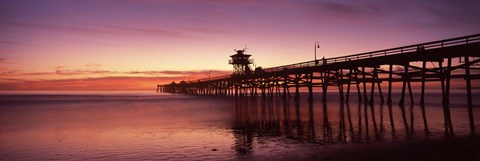 Framed San Clemente Pier at dusk, Los Angeles County, California Print