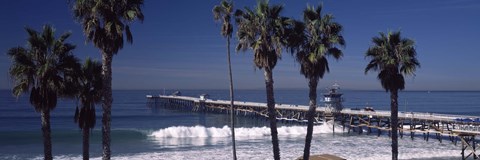 Framed Pier over an ocean, San Clemente Pier, Los Angeles County, California, USA Print