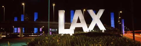 Framed Neon sign at an airport, LAX Airport, City Of Los Angeles, Los Angeles County, California, USA Print