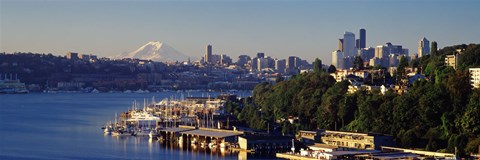 Framed Buildings at the waterfront, Lake Union, Seattle, Washington State, USA 2010 Print