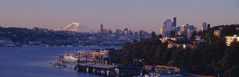 Framed Buildings at the waterfront, Lake Union, Seattle, Washington State, USA Print