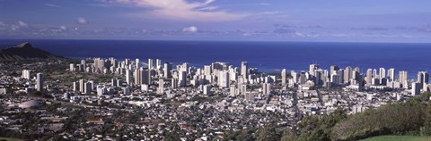 Framed Honolulu skyline, Oahu, Honolulu County, Hawaii, USA 2010 Print