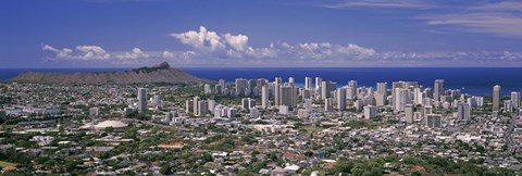 Framed View of a city, Honolulu, Oahu, Honolulu County, Hawaii, USA 2010 Print