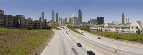 Framed Vehicles moving on the road leading towards the city, Atlanta, Georgia, USA Print