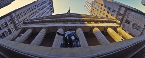 Framed Low angle view of a stock exchange building, New York Stock Exchange, Wall Street, Manhattan, New York City, New York State, USA Print