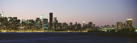 Framed New York Skyline from a Distance (gray sky) Print