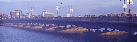 Framed Bridge across a river, Longfellow Bridge, Charles River, Boston, Suffolk County, Massachusetts, USA Print