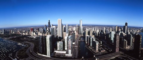 Framed Skyscrapers in a city, Trump Tower, Chicago River, Chicago, Cook County, Illinois, USA 2011 Print