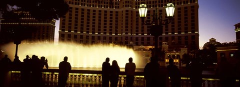 Framed Tourists looking at a fountain, Las Vegas, Clark County, Nevada, USA Print