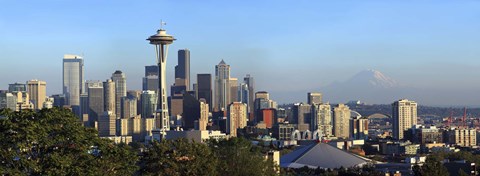 Framed Seattle city skyline with Mt. Rainier in the background, King County, Washington State, USA 2010 Print