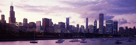 Framed Buildings at the Waterfront, Lake Michigan, Chicago (purple) Print