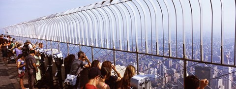Framed Tourists at an observation point, Empire State Building, Manhattan, New York City, New York State, USA Print