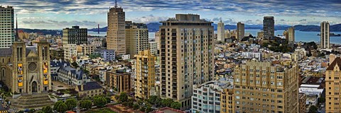 Framed Buildings in a city looking over Pacific Heights from Nob Hill, San Francisco, California, USA 2011 Print