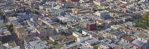Framed Aerial view of colorful houses near Washington Square and Columbus Avenue, San Francisco, California, USA Print
