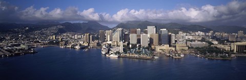 Framed Buildings at the waterfront, Honolulu, Hawaii, USA Print