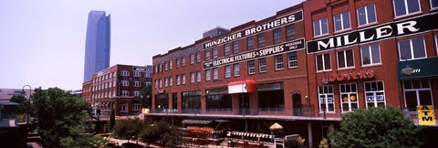 Framed Bricktown Mercantile building along the Bricktown Canal with Devon Tower in background, Bricktown, Oklahoma City, Oklahoma Print