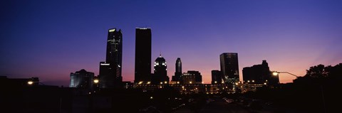 Framed Downtown Oklahoma City at Night Print