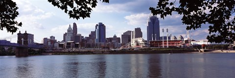Framed City at the waterfront, Ohio River, Cincinnati, Hamilton County, Ohio Print
