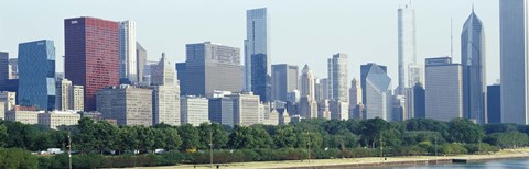 Framed City skyline with Lake Michigan and Lake Shore Drive in foreground, Chicago, Illinois, USA Print