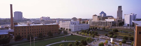 Framed High angle view of buildings in a city, Durham, Durham County, North Carolina, USA Print