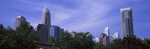 Framed Low angle view of skyscrapers in a city, Charlotte, Mecklenburg County, North Carolina, USA Print